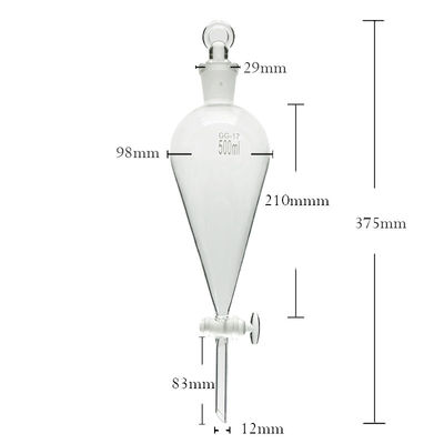 OEM ODM Glass Pear Shaped Laboratory Funnels Separating Funnel 500ml