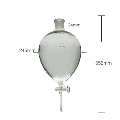 Glass Pear Shaped Separatory Laboratory 5000ml Funnels Namco Separating Funnel