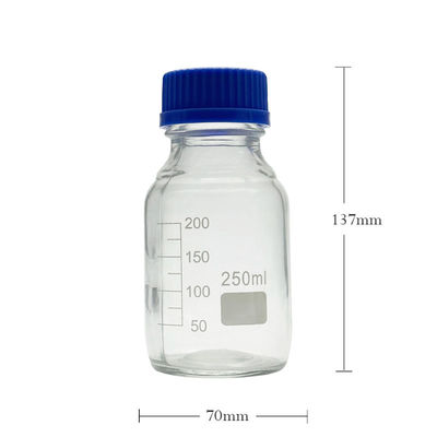 OEM ODM 250ml Reagent Media Glass Laboratory Bottles With Blue Screw Cap