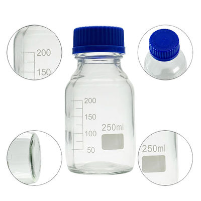 OEM ODM 250ml Reagent Media Glass Laboratory Bottles With Blue Screw Cap