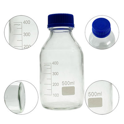 OEM ODM 500ml Reagent Media Glass Laboratory Bottles With Blue Screw Cap