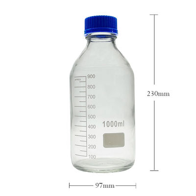 OEM ODM 1000ml Reagent Media Glass Laboratory Bottles With Blue Screw Cap
