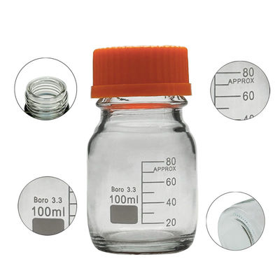 Customizable 100ml Glass Laboratory Bottles Media Storage Reagent Bottle