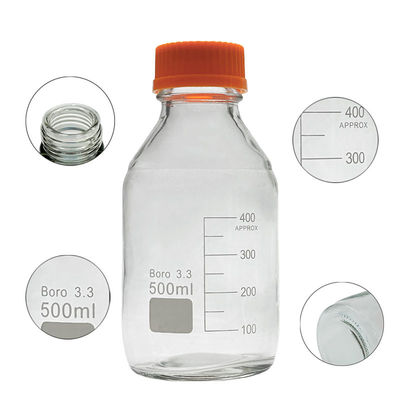 Laboratory 500ml Round Bottom Yellow Screw Glass Media Storage Reagent Bottle