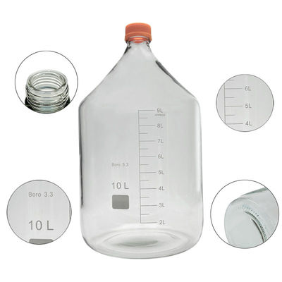 Customizable Laboratory 10L Round Bottom Yellow Screw Glass Media Storage Reagent Bottle